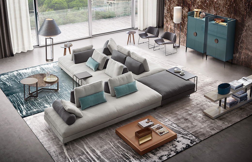 Divani bifacciali Fly - Dema schienale e bracciolo regolabili